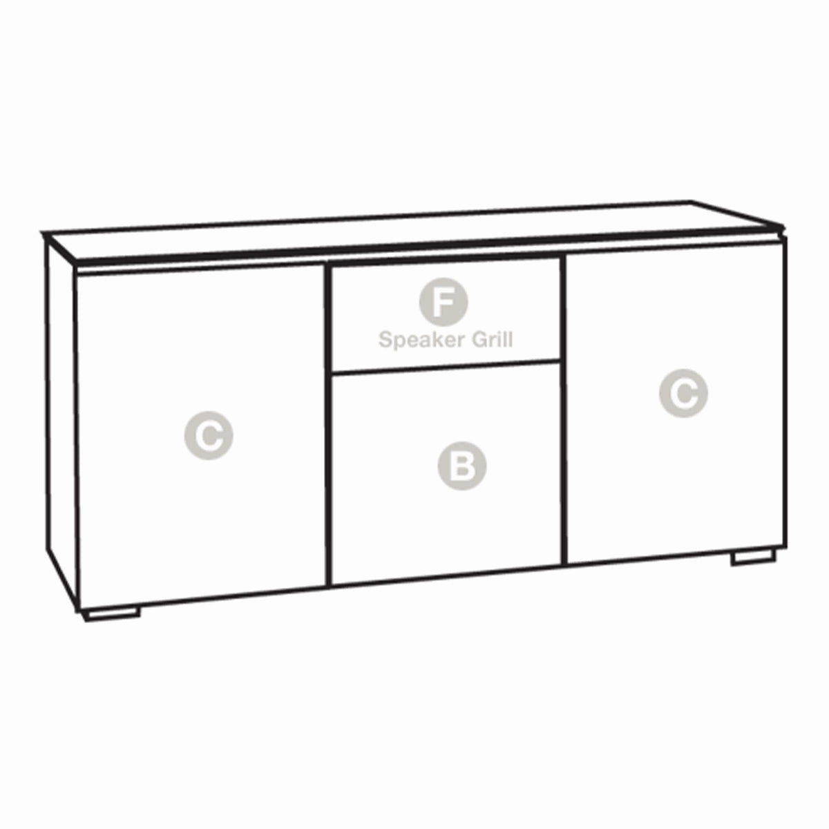 Salamander Designs Chameleon Collection Milan 336 Triple Speaker Integrated Cabinet (Geometric White with Black Glass Top)