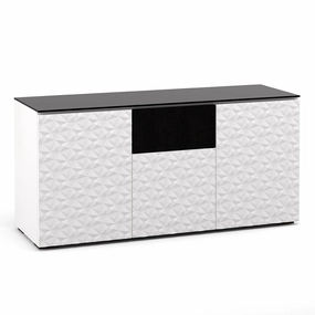 Salamander Designs Chameleon Collection Milan 336 Triple Speaker Integrated Cabinet (Geometric White with Black Glass Top) hi-fi portable player,hi-fi desktop amplifier,hi-fi isolation stand