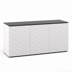 Salamander Designs Chameleon Collection Milan 337 Triple AV Cabinet (Geometric White with Black Glass Top) hi-fi digital to analog converter,hi-fi lossless streamer,hi-fi Roon-ready device