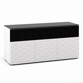Salamander Designs Chameleon Collection Milan 339 Triple Speaker Integrated Cabinet (Geometric White with Black Glass Top) hi-fi digital to analog converter,hi-fi lossless streamer,hi-fi Roon-ready device