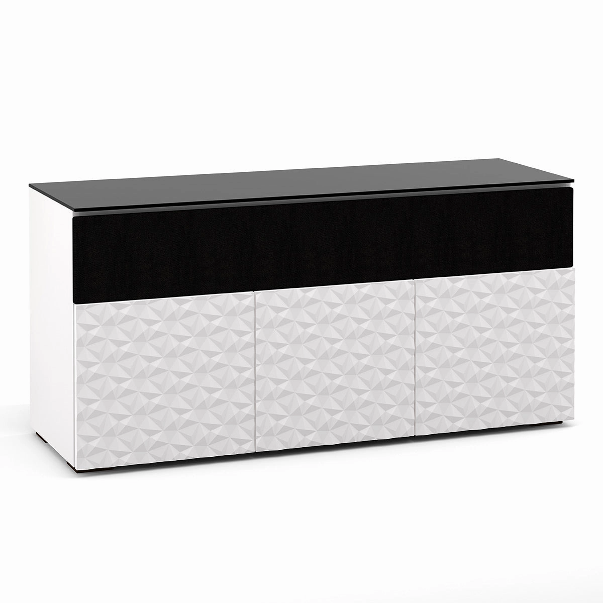 Salamander Designs Chameleon Collection Milan 339 Triple Speaker Integrated Cabinet (Geometric White with Black Glass Top) hi-fi portable player,hi-fi desktop amplifier,hi-fi isolation stand