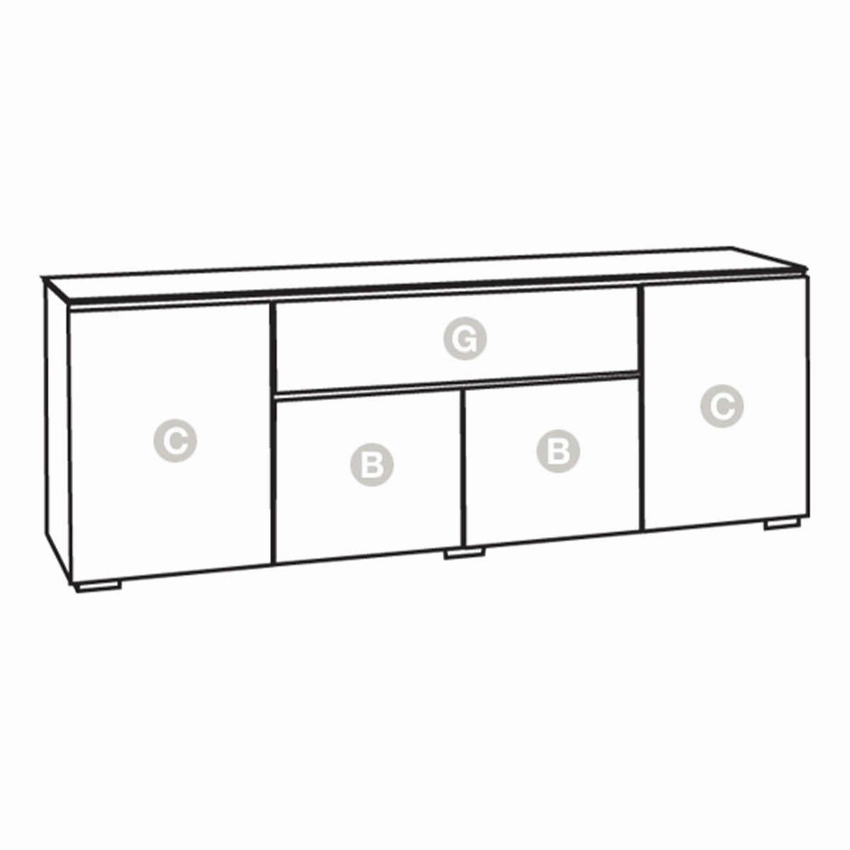 Salamander Designs Chameleon Collection Milan 345 Quad Speaker Integrated Cabinet (Geometric White with Black Glass Top)