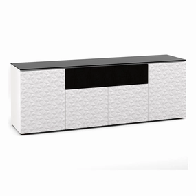 Salamander Designs Chameleon Collection Milan 345 Quad Speaker Integrated Cabinet (Geometric White with Black Glass Top) hi-fi portable player,hi-fi desktop amplifier,hi-fi isolation stand