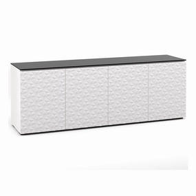 Salamander Designs Chameleon Collection Milan 347 Quad AV Cabinet (Geometric White with Black Glass Top) hi-fi digital to analog converter,hi-fi lossless streamer,hi-fi Roon-ready device