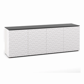 Salamander Designs Chameleon Collection Milan 347 Quad AV Cabinet (Geometric White with Black Glass Top) hi-fi portable player,hi-fi desktop amplifier,hi-fi isolation stand