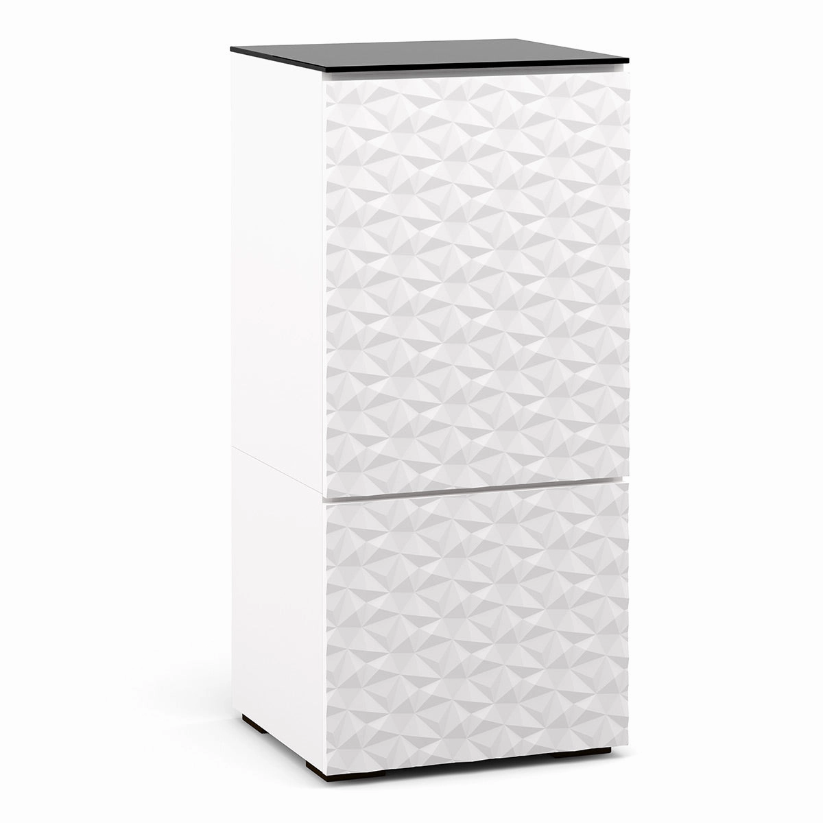 Salamander Designs Chameleon Collection Milan 517 Single AV Cabinet (Geometric White with Black Glass Top)