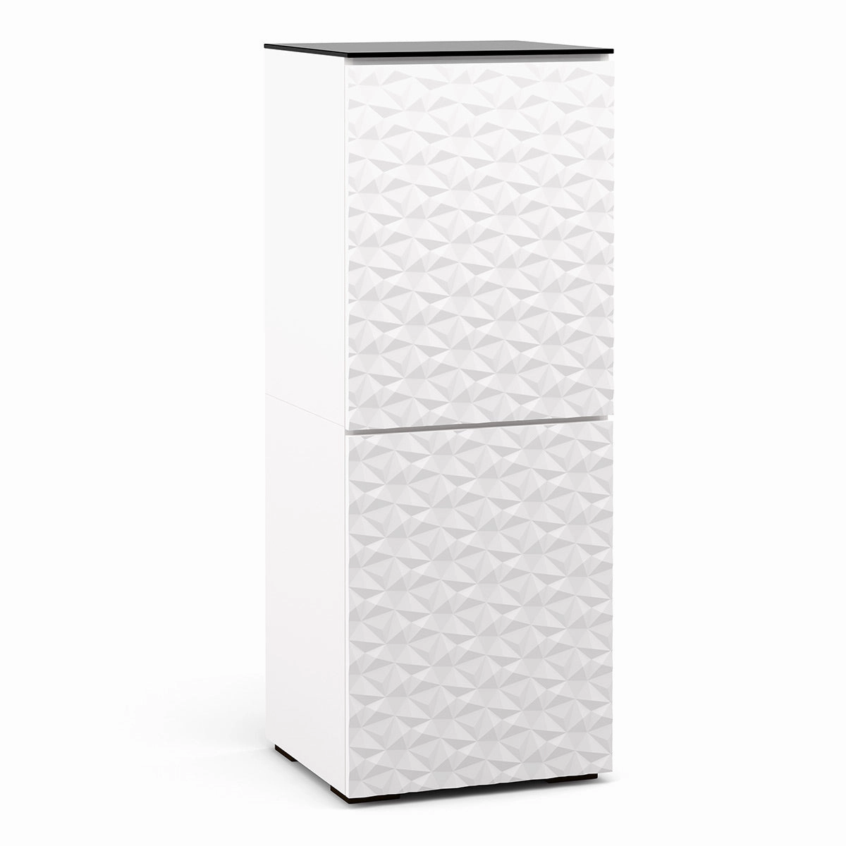 Salamander Designs Chameleon Collection Milan 617 Single AV Cabinet (Geometric White with Black Glass Top)