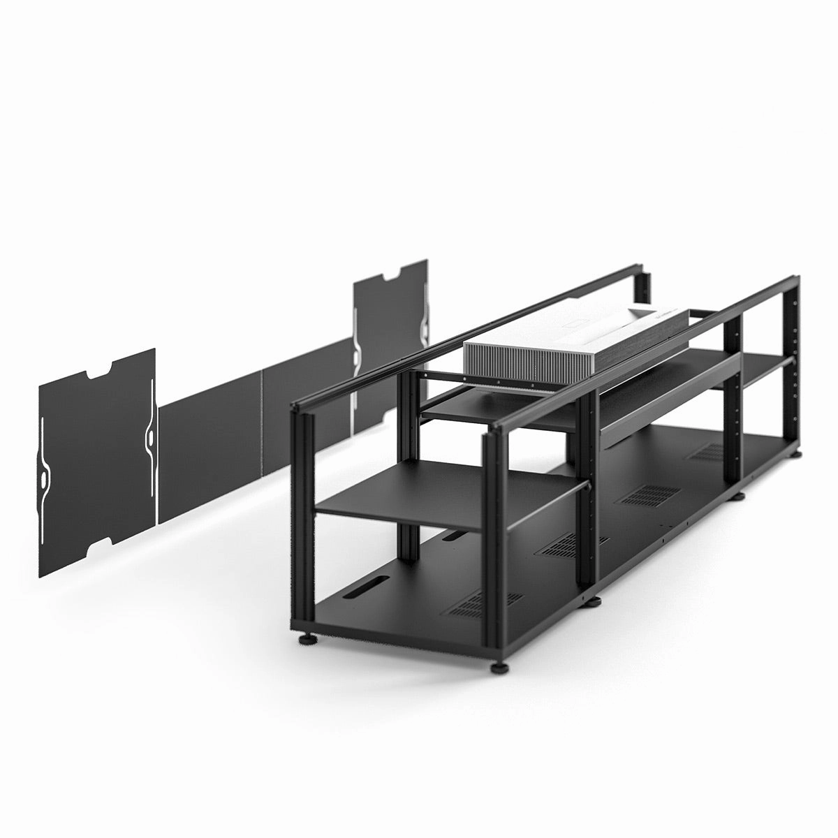 Salamander Designs Chameleon Collection Oslo 245 Projector Integrated Cabinet for LG HU85LA Projector (Black Oak)