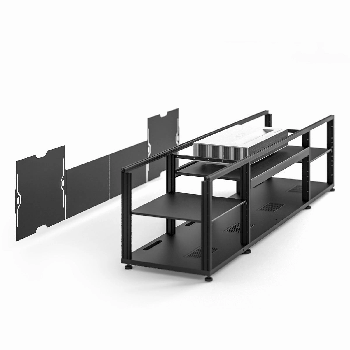 Salamander Designs Chameleon Collection Oslo 245 Projector Integrated Cabinet for LG HU85LA Projector (Black Oak)