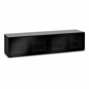 Salamander Designs Chameleon Collection Oslo 247 Quad AV Cabinet (Black Oak with Smoked Glass Doors & Black Glass Top)