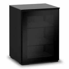 Salamander Designs Chameleon Collection Oslo 317 Single AV Cabinet (Black Oak with Smoked Glass Doors & Black Glass Top)