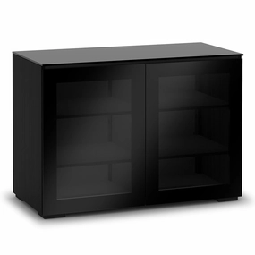 Salamander Designs Chameleon Collection Oslo 323 Twin AV Cabinet (Black Oak with Smoked Glass Doors & Black Glass Top) hi-fi portable player,hi-fi desktop amplifier,hi-fi isolation stand