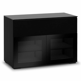 Salamander Designs Chameleon Collection Oslo 329 Twin Speaker Integrated Cabinet (Black Oak with Smoked Glass Doors & Black Glass Top)