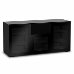 Salamander Designs Chameleon Collection Oslo 336 Triple Speaker Integrated Cabinet (Black Oak with Smoked Glass Doors & Black Glass Top)