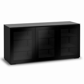 Salamander Designs Chameleon Collection Oslo 337 Triple AV Cabinet (Black Oak with Smoked Glass Doors & Black Glass Top)