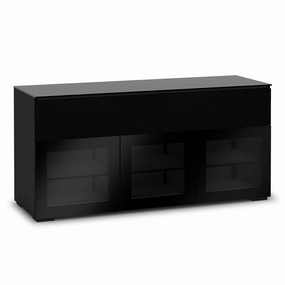 Salamander Designs Chameleon Collection Oslo 339 Triple Speaker Integrated Cabinet (Black Oak with Smoked Glass Doors & Black Glass Top)