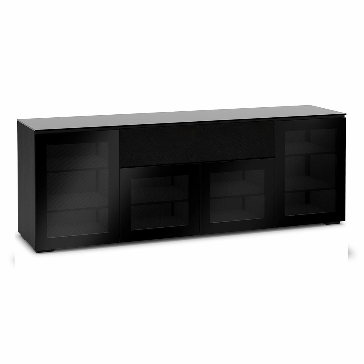Salamander Designs Chameleon Collection Oslo 345 Quad Speaker Integrated Cabinet (Black Oak with Smoked Glass Doors & Black Glass Top)