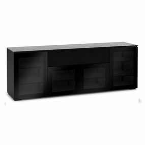 Salamander Designs Chameleon Collection Oslo 345 Quad Speaker Integrated Cabinet (Black Oak with Smoked Glass Doors & Black Glass Top)