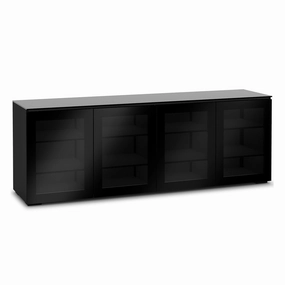 Salamander Designs Chameleon Collection Oslo 347 Quad AV Cabinet (Black Oak with Smoked Glass Doors & Black Glass Top)