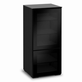 Salamander Designs Chameleon Collection Oslo 517 Single AV Cabinet (Black Oak with Smoked Glass Doors & Black Glass Top) hi-fi digital to analog converter,hi-fi lossless streamer,hi-fi Roon-ready device