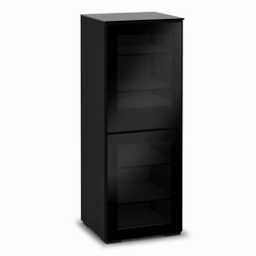 Salamander Designs Chameleon Collection Oslo 617 Single AV Cabinet (Black Oak with Smoked Glass Doors & Black Glass Top)