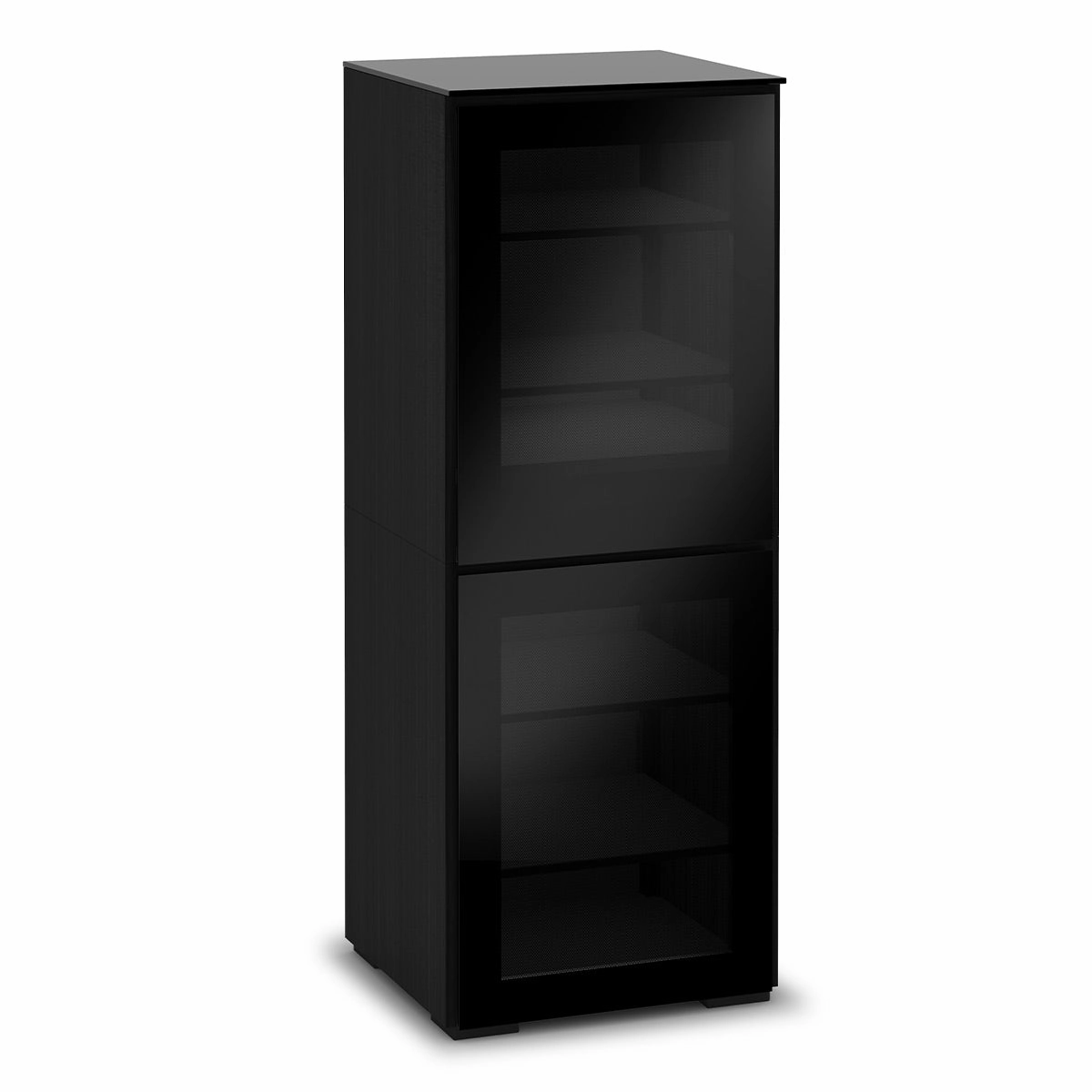 Salamander Designs Chameleon Collection Oslo 617 Single AV Cabinet (Black Oak with Smoked Glass Doors & Black Glass Top)