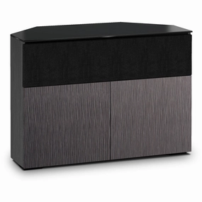 Salamander Designs Chameleon Collection Seattle 329 Twin Speaker Integrated Corner Cabinet (Gray Oak with Black Glass)