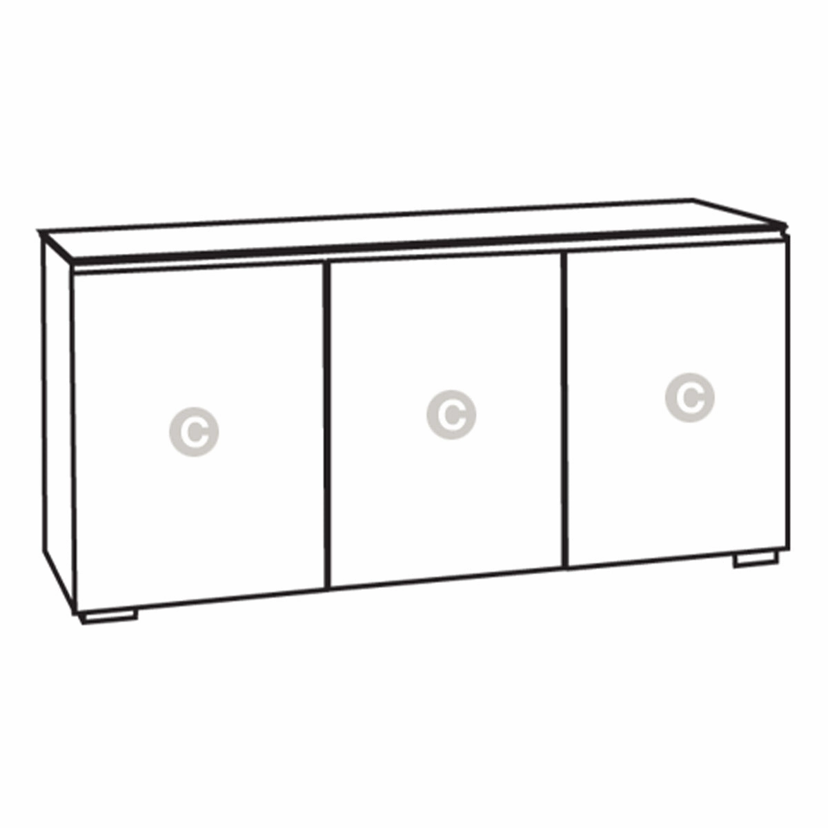 Salamander Designs Chameleon Collection Seattle 337 Triple AV Cabinet (Gray Oak with Black Glass)