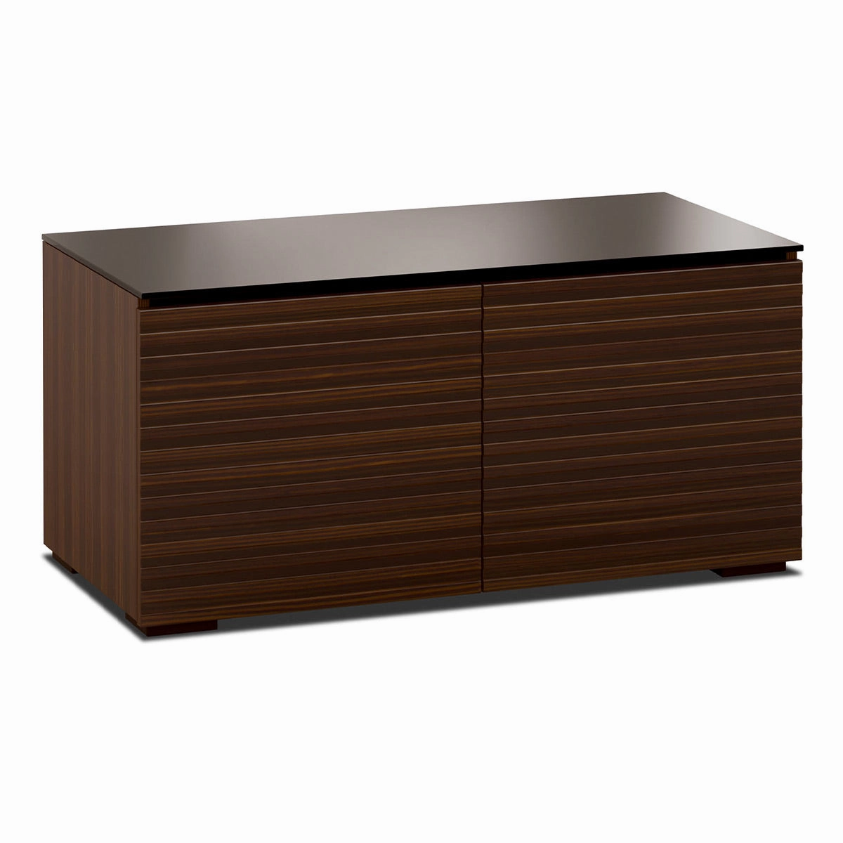 Salamander Designs Chameleon Collection Zurich 221 Twin AV Cabinet (Horizontal Wood Pattern with Black Glass Top)