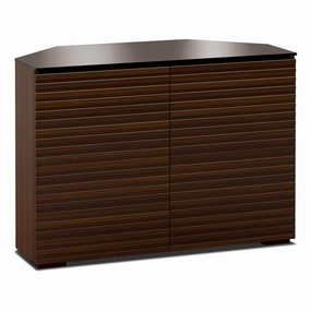 Salamander Designs Chameleon Collection Zurich 323 Twin Corner AV Cabinet (Horizontal Wood Pattern with Black Glass Top)