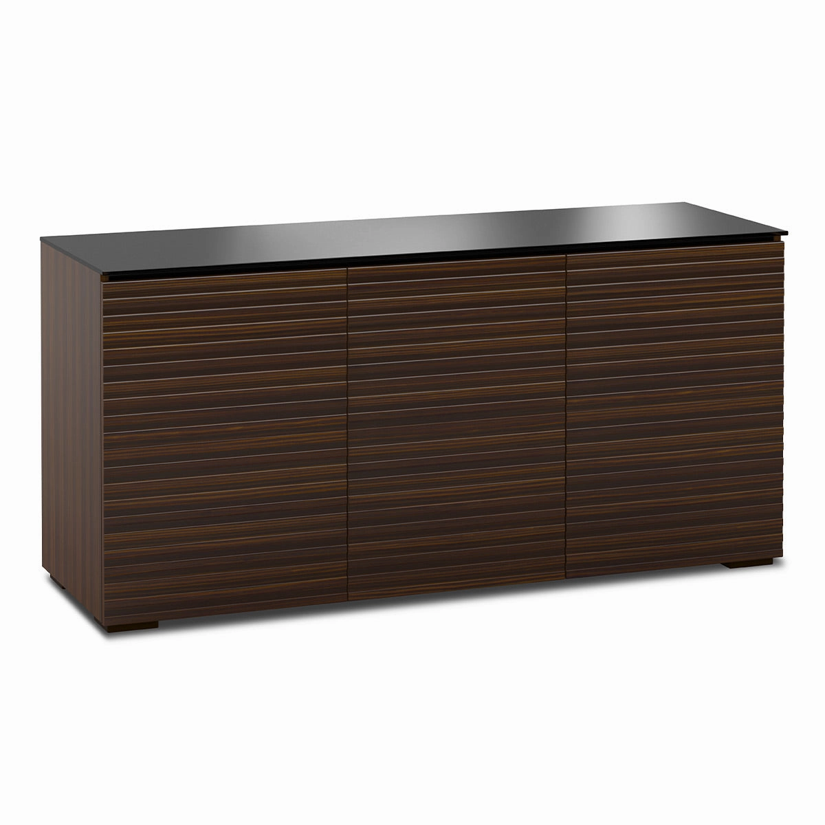 Salamander Designs Chameleon Collection Zurich 337 Triple AV Cabinet (Horizontal Wood Pattern with Black Glass Top)