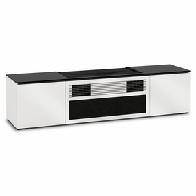 Salamander Designs Chameleon Credenza Miami UST Media Cabinet - Gloss-White Doors and Sides, Black Solid Surface Top hi-fi vibration control,hi-fi grounded cable,hi-fi stereo input selector