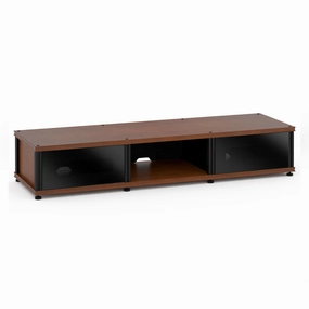 Salamander Designs Synergy 131 Triple AV Cabinet (American Cherry with Black Glass Doors & Black Posts)