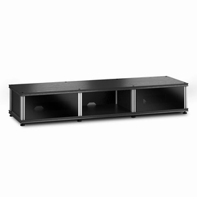Salamander Designs Synergy 131 Triple AV Cabinet (Black Oak with Black Glass Doors & Aluminum Posts)