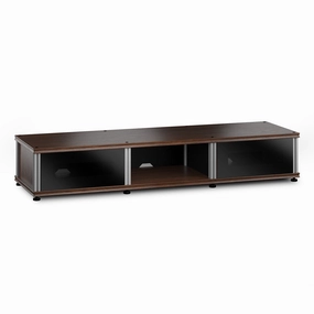 Salamander Designs Synergy 131 Triple AV Cabinet (Dark Walnut with Black Glass Doors & Aluminum Posts) hi-fi vibration control,hi-fi grounded cable,hi-fi stereo input selector