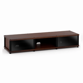 Salamander Designs Synergy 131 Triple AV Cabinet (Dark Walnut with Black Glass Doors & Black Posts) hi-fi digital to analog converter,hi-fi lossless streamer,hi-fi Roon-ready device