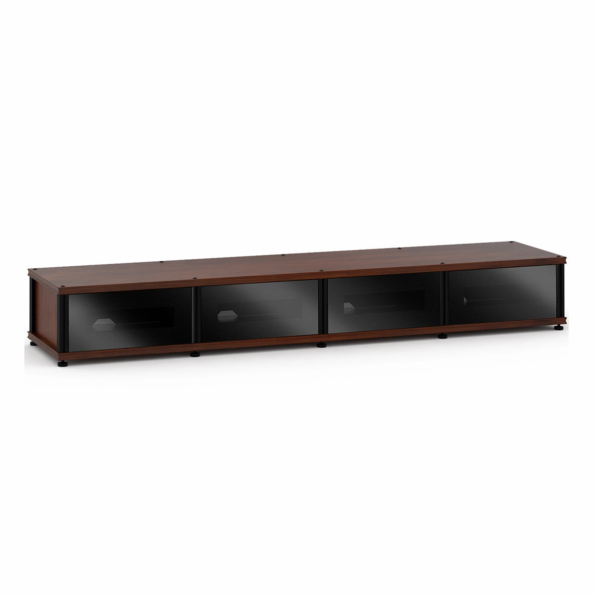 Salamander Designs Synergy 141 Quad AV Cabinet (Dark Walnut with Black Glass Doors & Black Posts) hi-fi digital to analog converter,hi-fi lossless streamer,hi-fi Roon-ready device