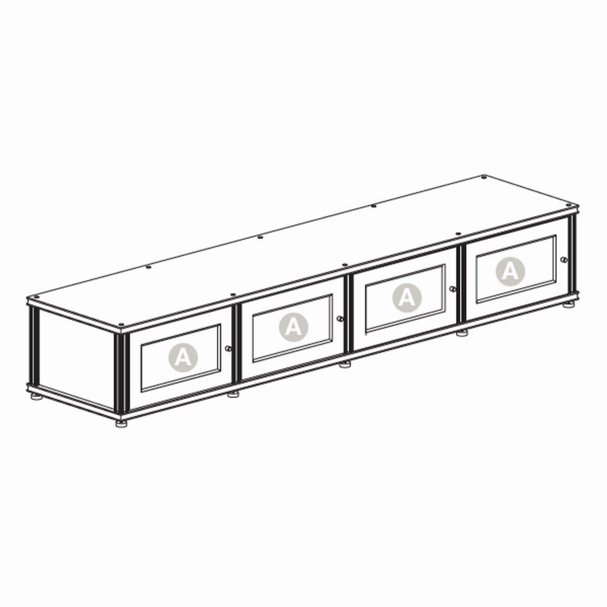 Salamander Designs Synergy 141 Quad AV Cabinet (Dark Walnut with Black Glass Doors & Black Posts)
