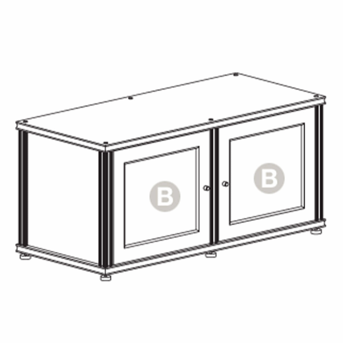 Salamander Designs Synergy 221 Twin AV Cabinet (Dark Walnut with Black Glass & Aluminum Posts)