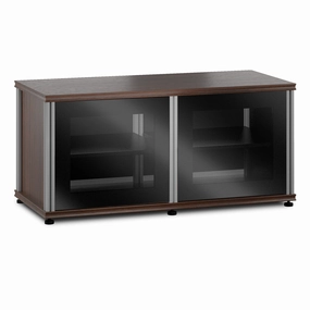Salamander Designs Synergy 221 Twin AV Cabinet (Dark Walnut with Black Glass & Aluminum Posts) hi-fi digital to analog converter,hi-fi lossless streamer,hi-fi Roon-ready device