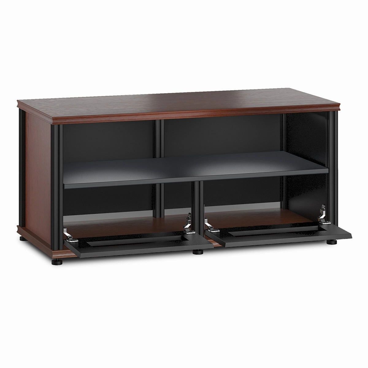 Salamander Designs Synergy 223 Twin AV Cabinet (American Cherry with Black Glass & Black Posts)