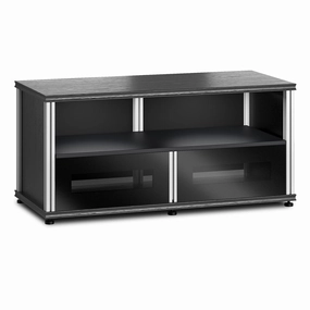 Salamander Designs Synergy 223 Twin AV Cabinet (Black Oak with Black Glass & Aluminum Posts)