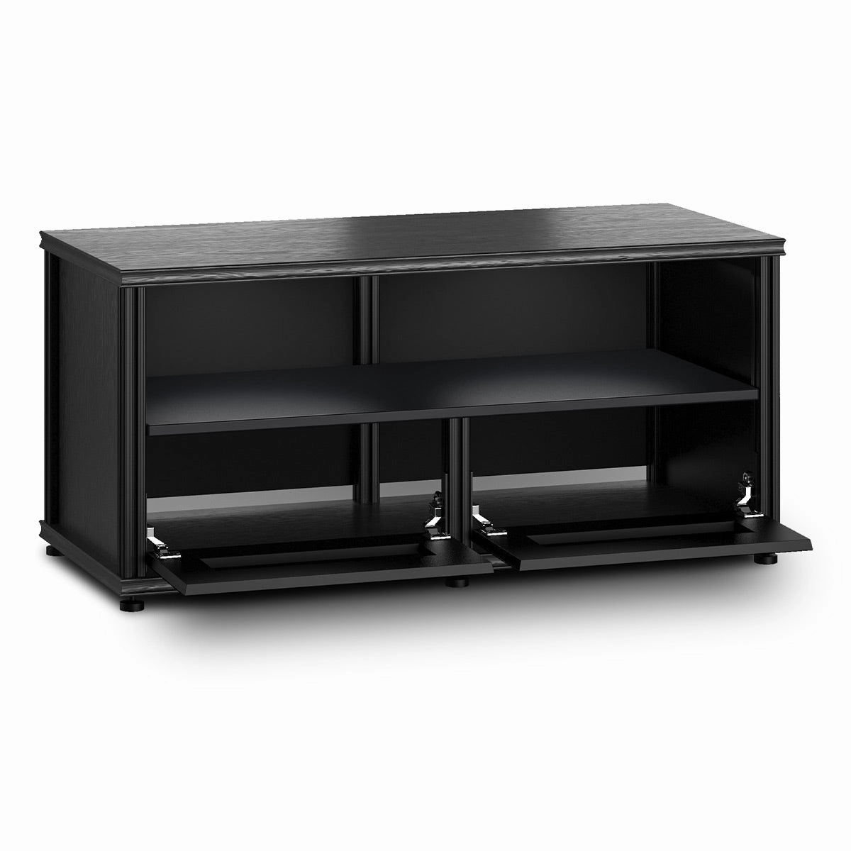 Salamander Designs Synergy 223 Twin AV Cabinet (Black Oak with Black Glass & Black Posts)