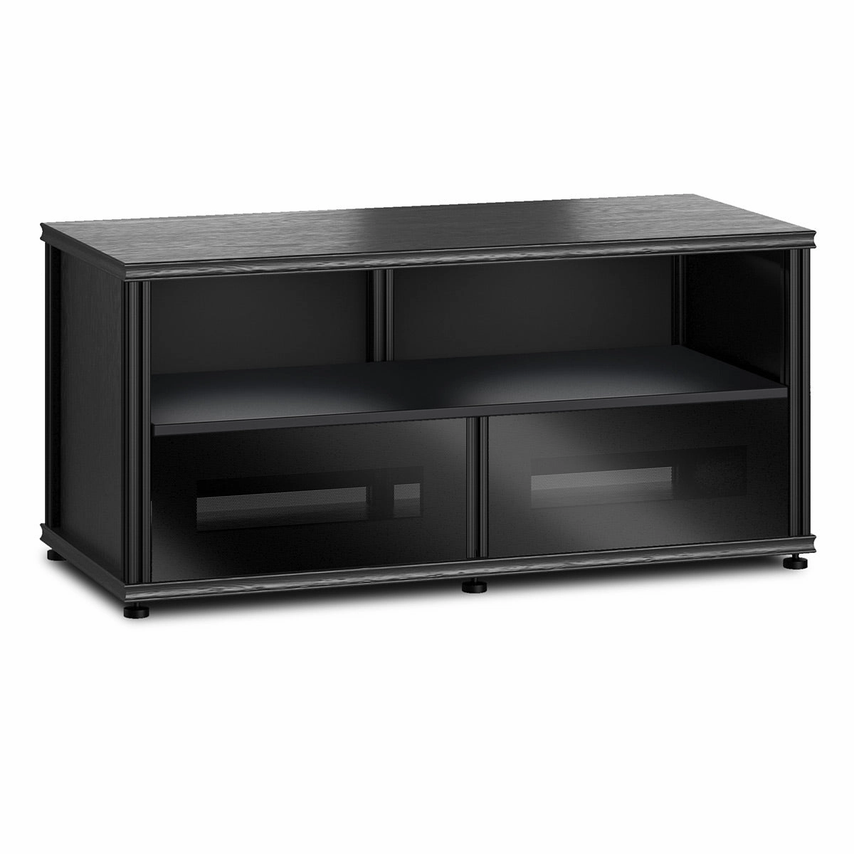 Salamander Designs Synergy 223 Twin AV Cabinet (Black Oak with Black Glass & Black Posts) hi-fi digital to analog converter,hi-fi lossless streamer,hi-fi Roon-ready device