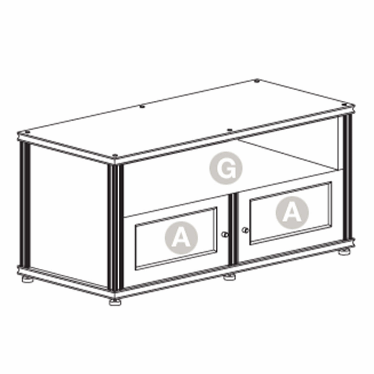 Salamander Designs Synergy 223 Twin AV Cabinet (Black Oak with Black Glass & Black Posts)