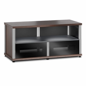 Salamander Designs Synergy 223 Twin AV Cabinet (Dark Walnut with Black Glass & Aluminum Posts) hi-fi digital to analog converter,hi-fi lossless streamer,hi-fi Roon-ready device