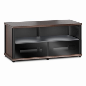 Salamander Designs Synergy 223 Twin AV Cabinet (Dark Walnut with Black Glass & Black Posts)
