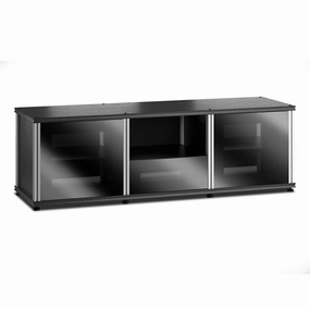 Salamander Designs Synergy 233 Triple AV Cabinet (Black Oak with Black Glass & Aluminum Posts) hi-fi digital to analog converter,hi-fi lossless streamer,hi-fi Roon-ready device