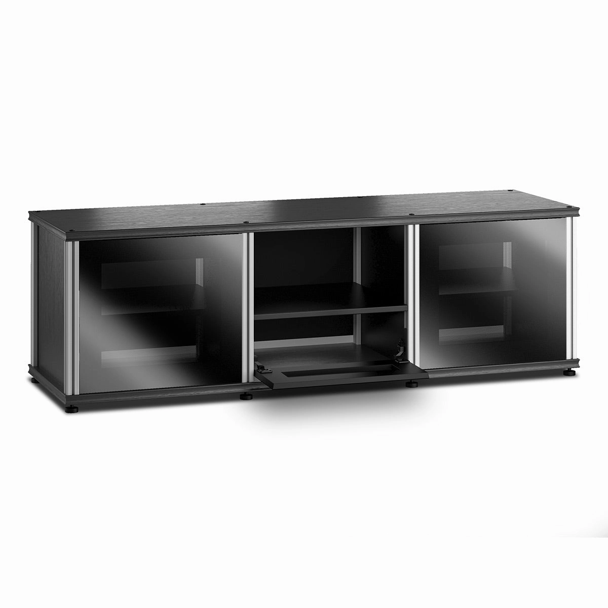 Salamander Designs Synergy 233 Triple AV Cabinet (Black Oak with Black Glass & Aluminum Posts)