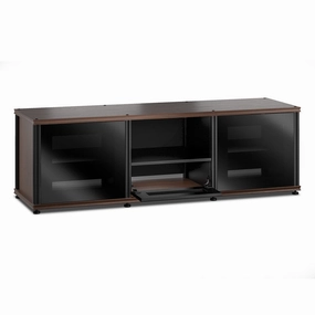 Salamander Designs Synergy 233 Triple AV Cabinet (Dark Walnut with Black Glass & Black Posts)